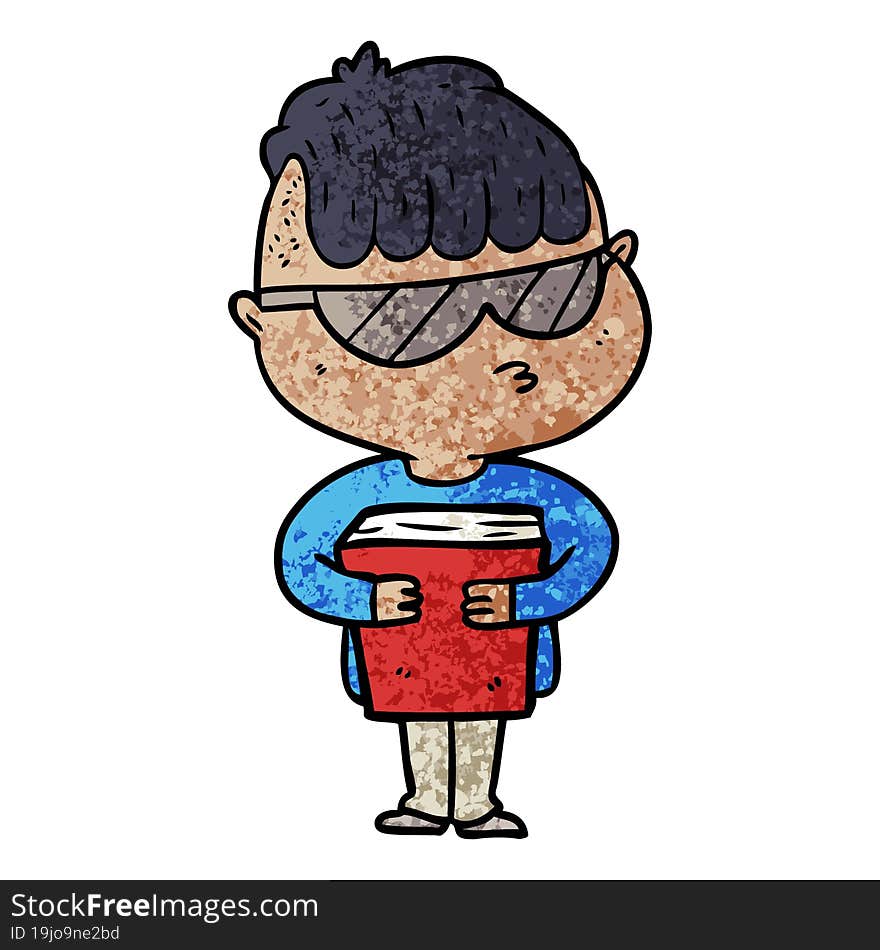 cartoon boy wearing sunglasses. cartoon boy wearing sunglasses