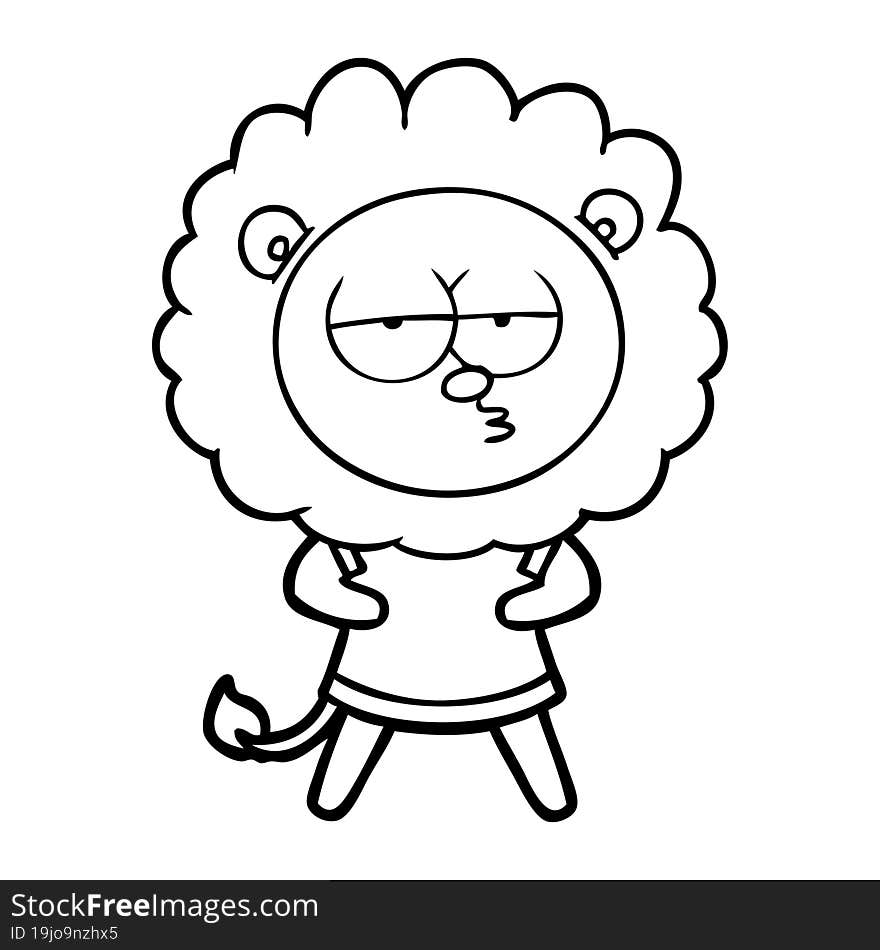 cartoon bored lion. cartoon bored lion