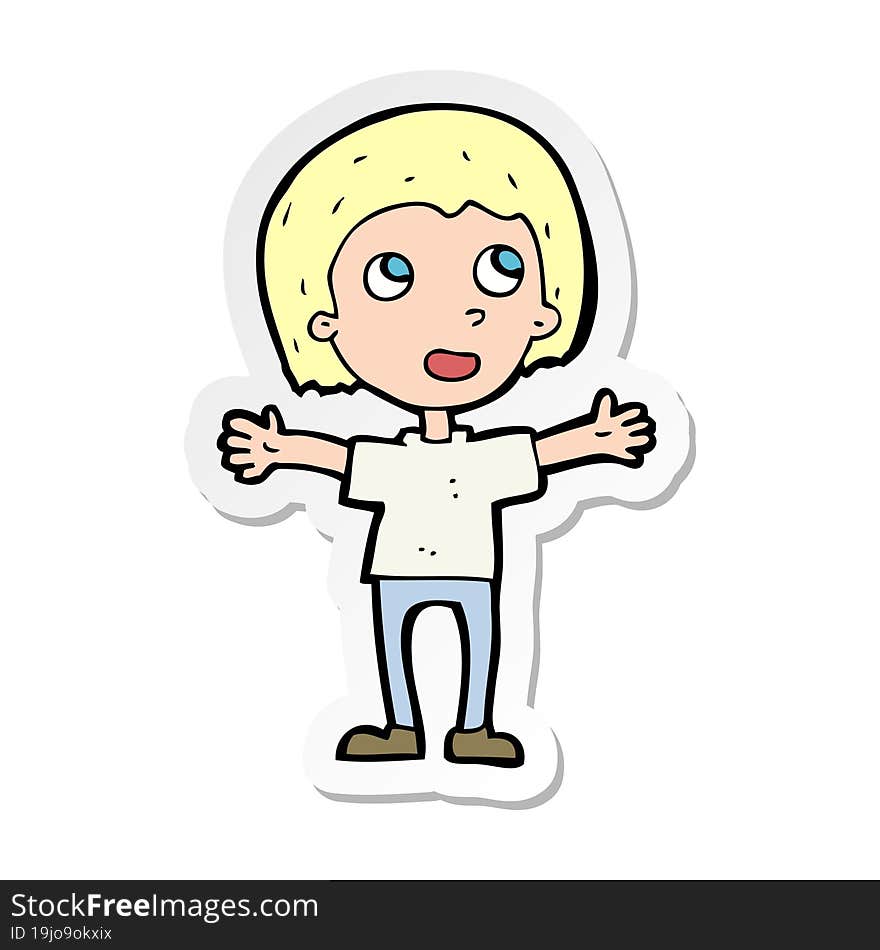 Sticker Of A Cartoon Happy Person