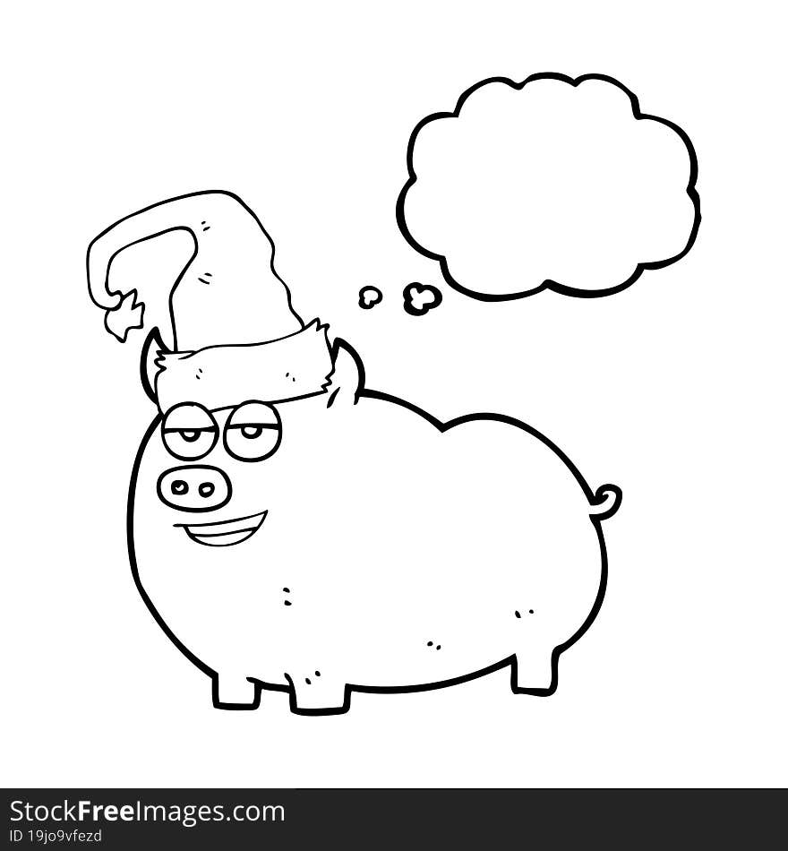 Thought Bubble Cartoon Christmas Pig