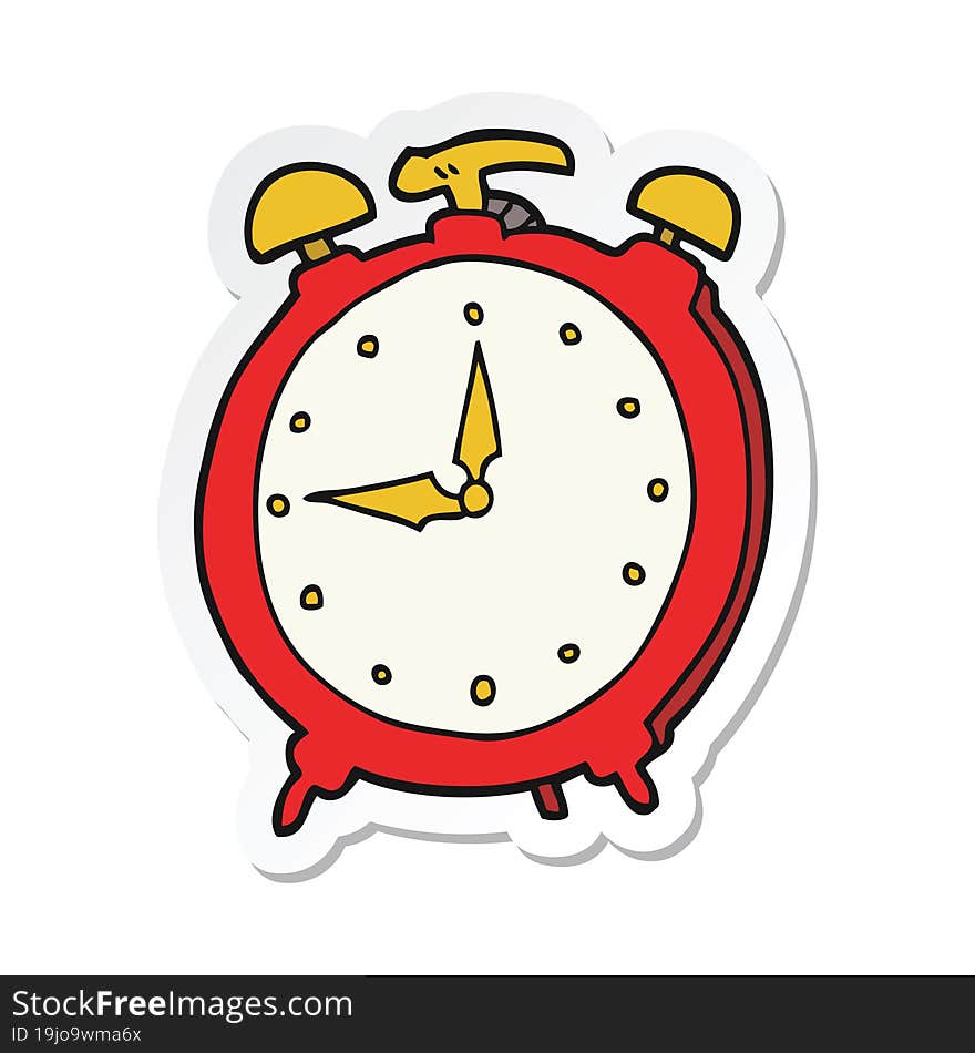 Sticker Of A Cartoon Alarm Clock