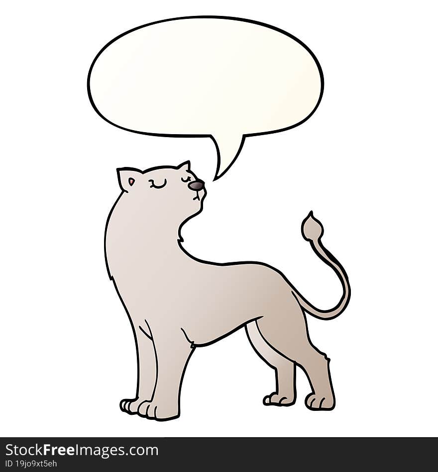 cartoon lioness and speech bubble in smooth gradient style