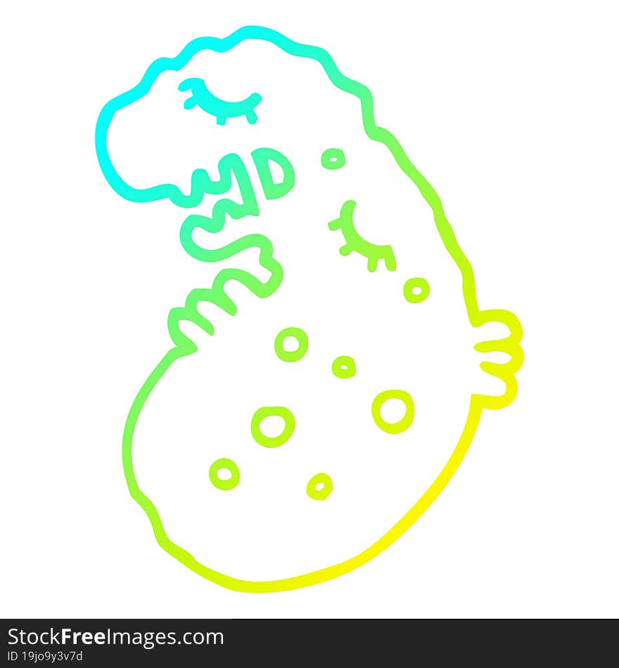 Cold Gradient Line Drawing Cartoon Germ