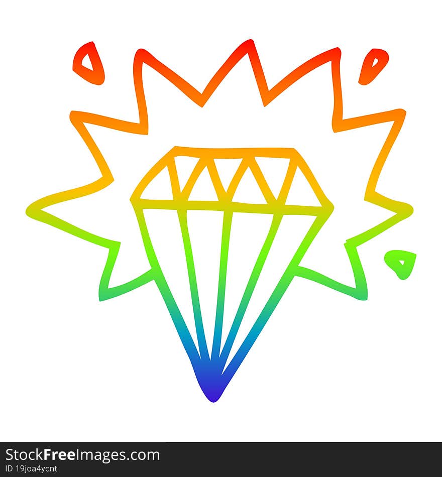 rainbow gradient line drawing cartoon tattoo diamond