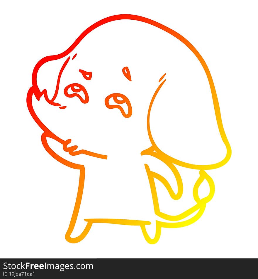 warm gradient line drawing cartoon elephant remembering