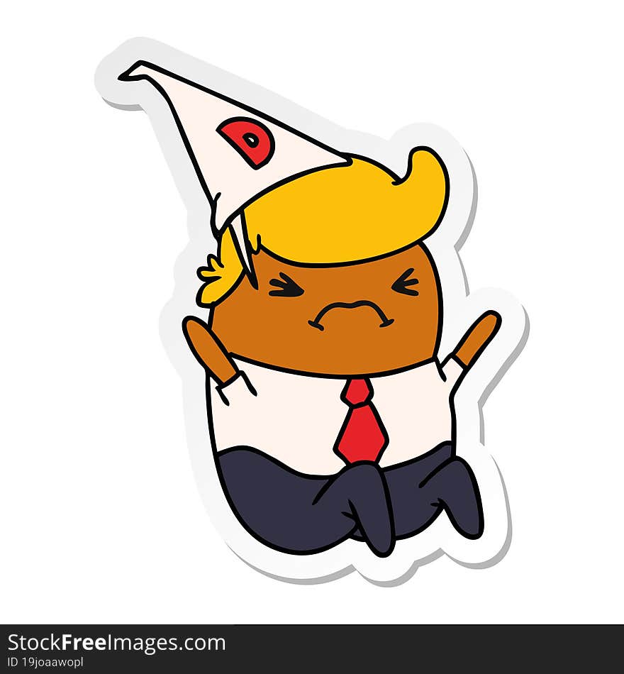 sticker cartoon kawaii man in dunce hat