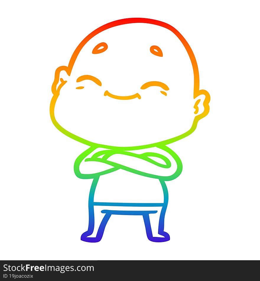 rainbow gradient line drawing happy cartoon bald man