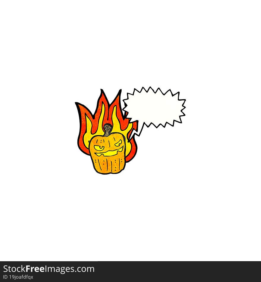 cartoon flaming pumpkin