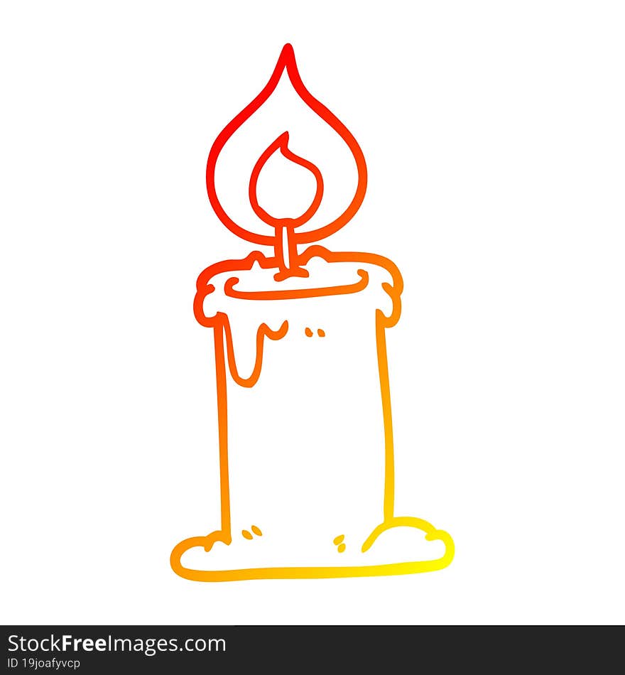 warm gradient line drawing cartoon candle burning