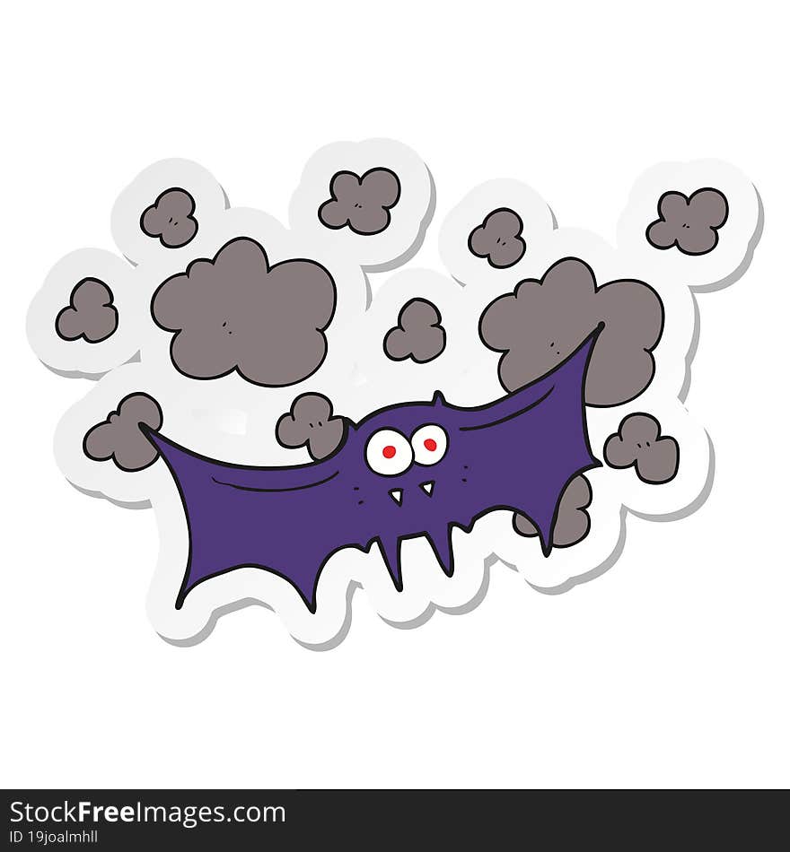 sticker of a cartoon vampire bat