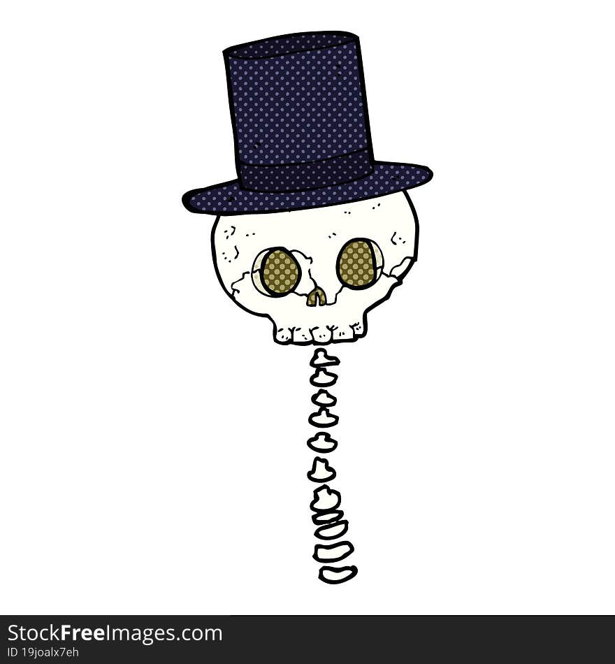 Cartoon Spooky Skull In Top Hat