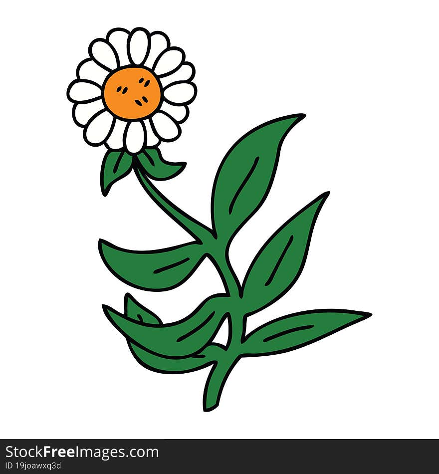 quirky hand drawn cartoon daisy flower