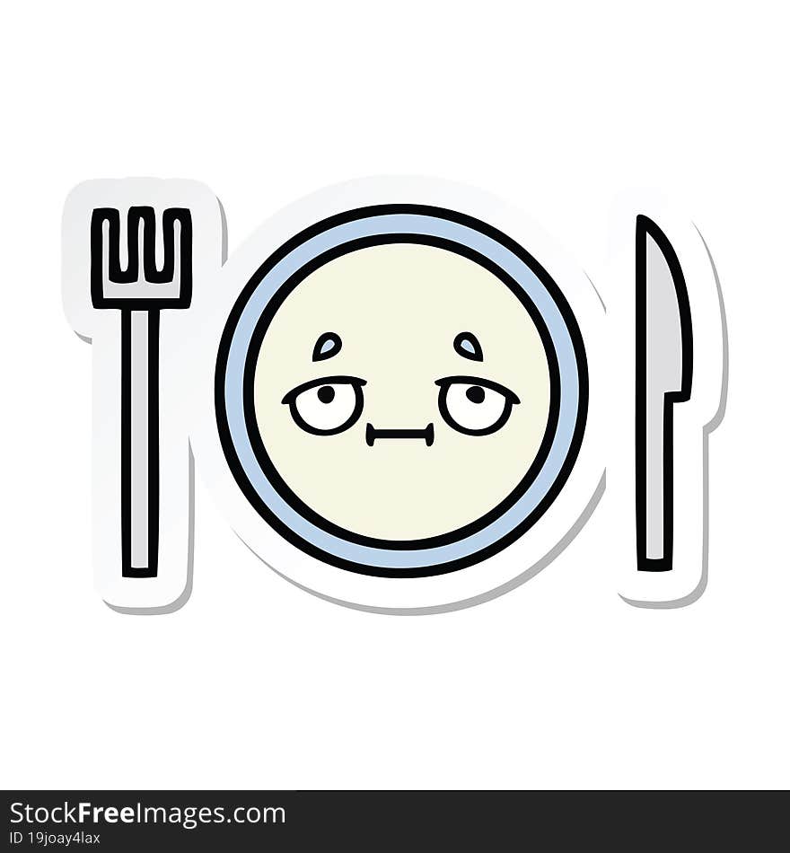 sticker of a cute cartoon dinner plate