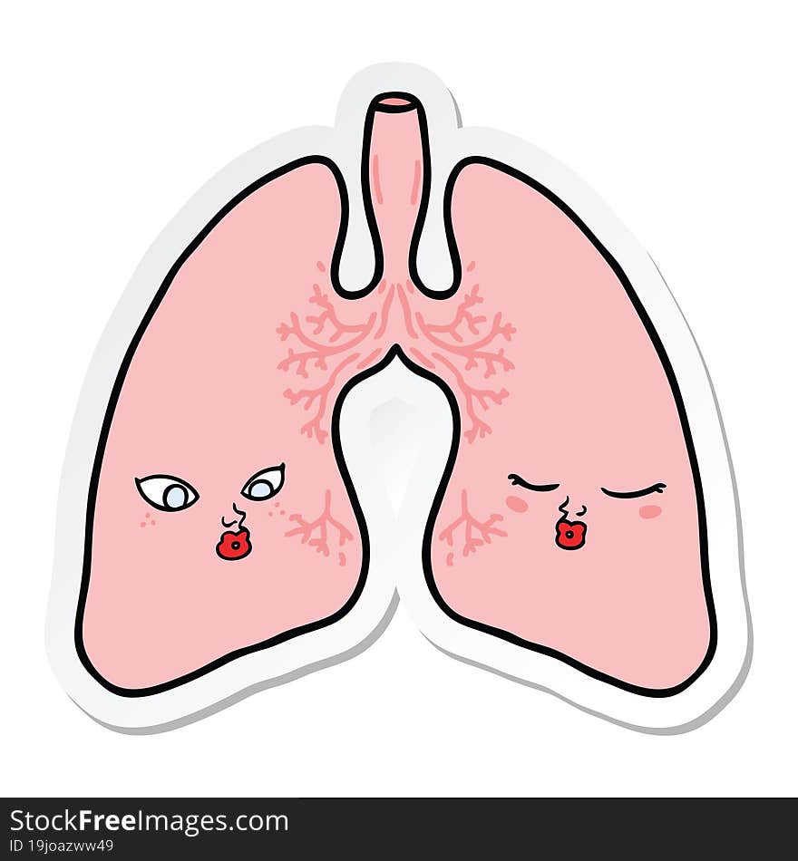 sticker of a cartoon lungs