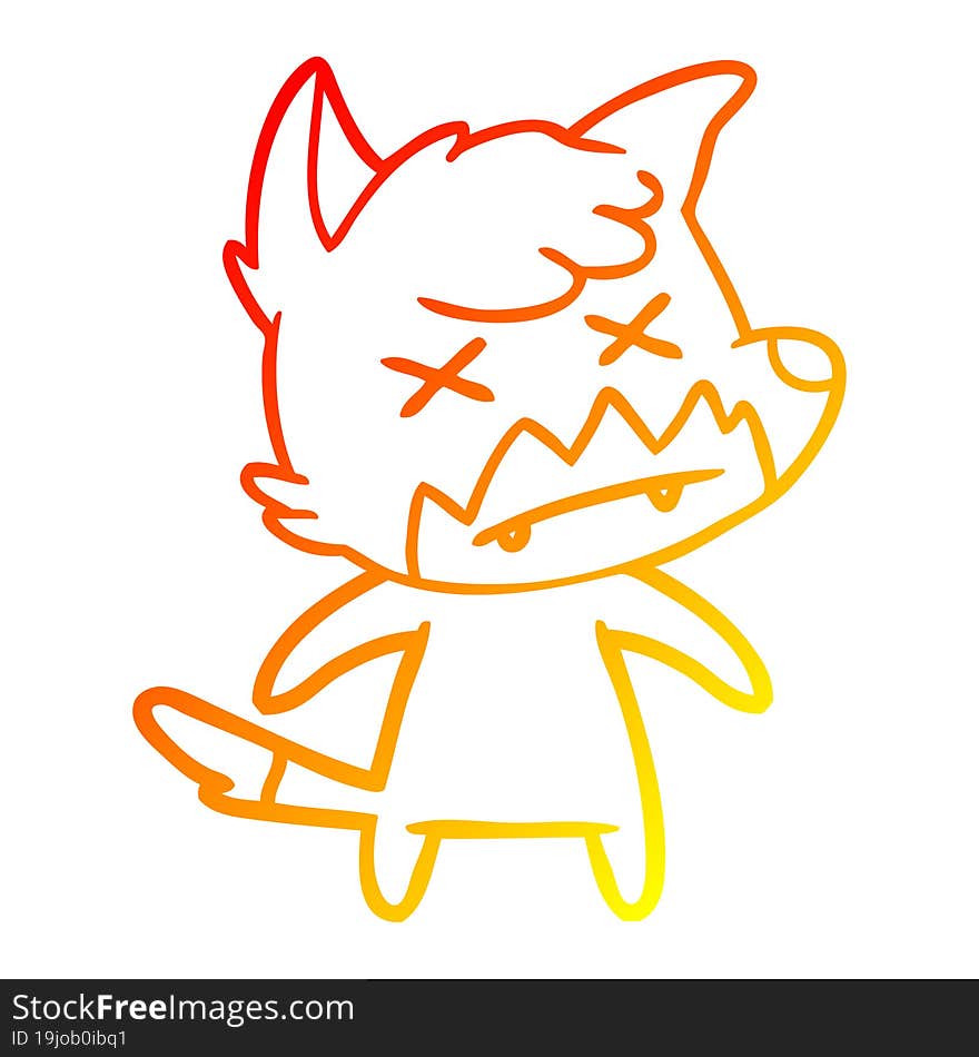 warm gradient line drawing cartoon dead fox