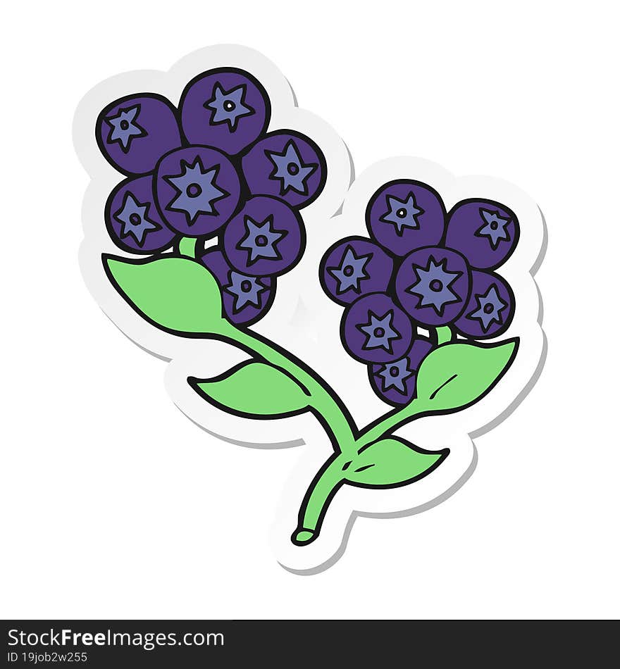 sticker of a cartoon blueberries