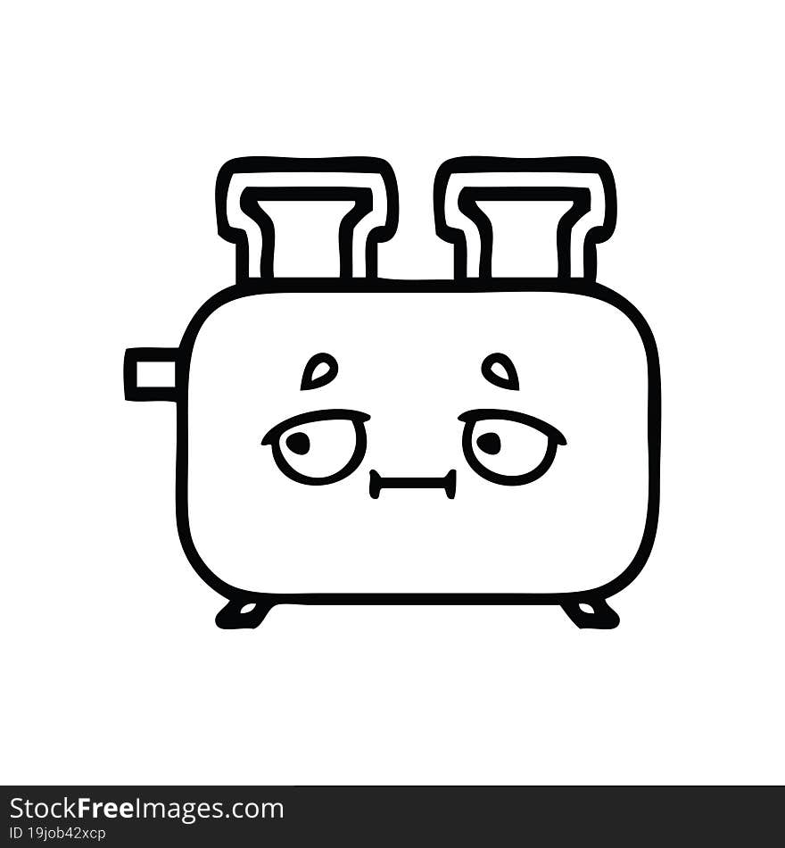 line drawing cartoon of a toaster