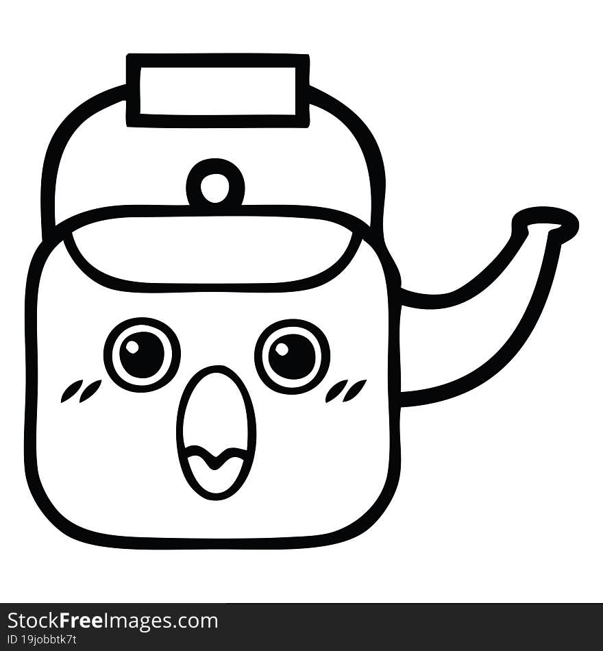 line drawing cartoon kettle