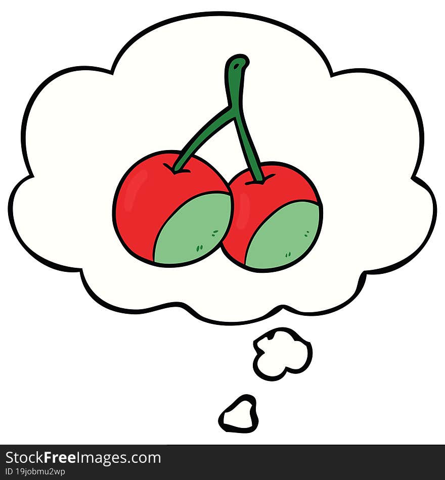 cartoon cherries and thought bubble