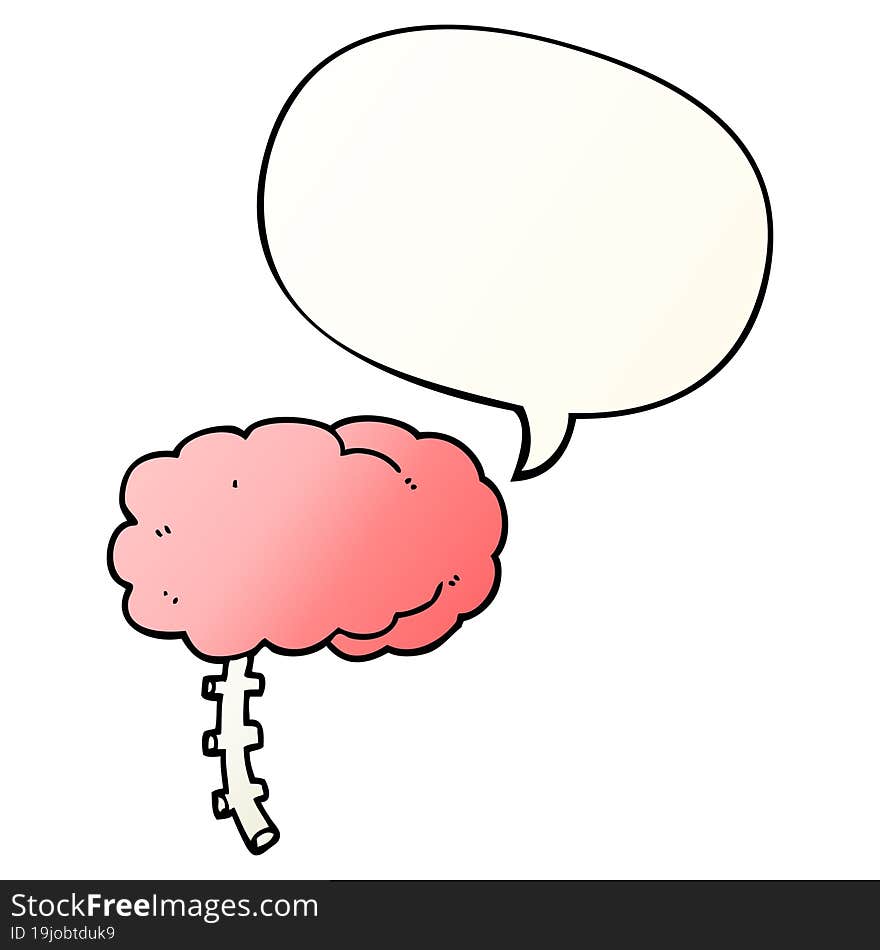 cartoon brain and speech bubble in smooth gradient style