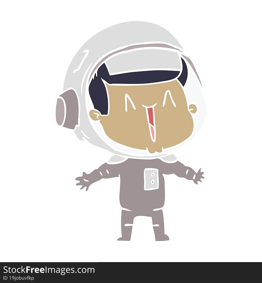 happy flat color style cartoon astronaut