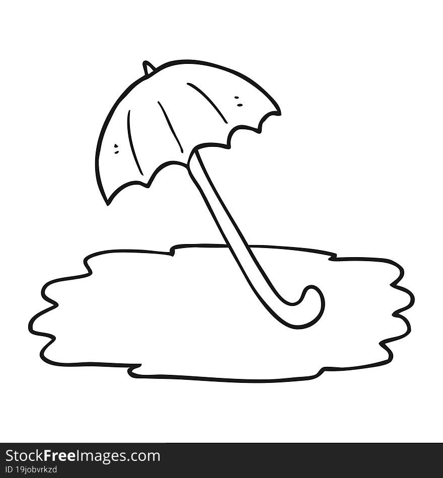 Black And White Cartoon Wet Umbrella