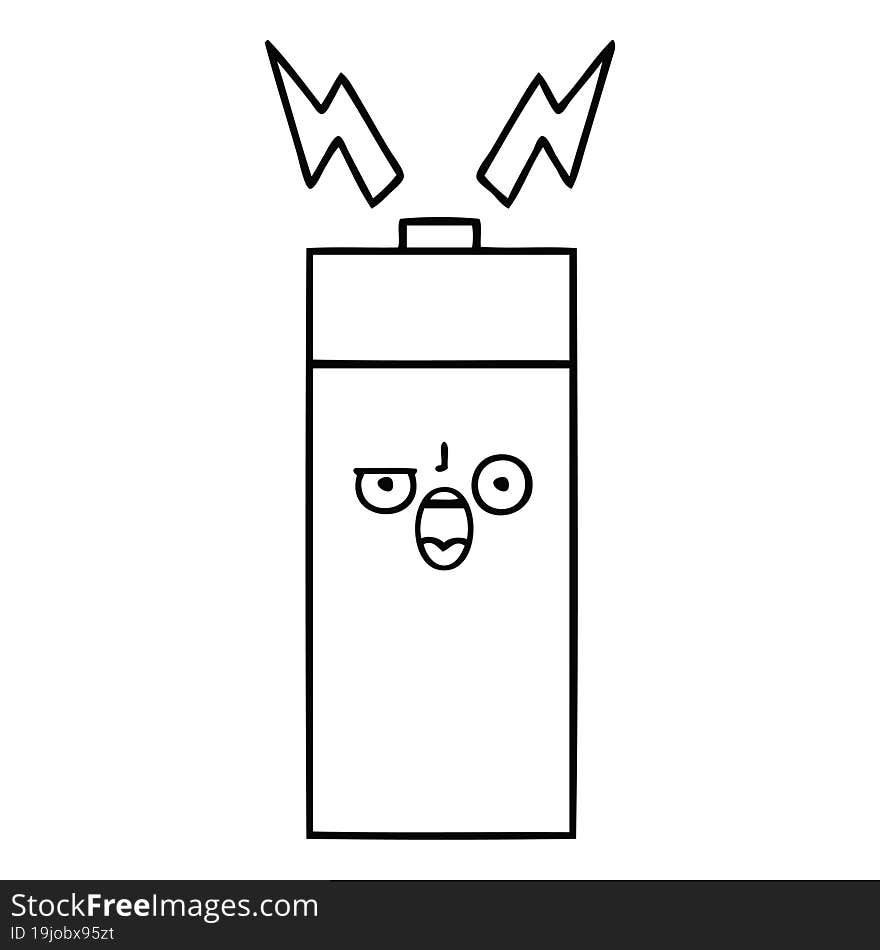 line drawing cartoon of a battery. line drawing cartoon of a battery