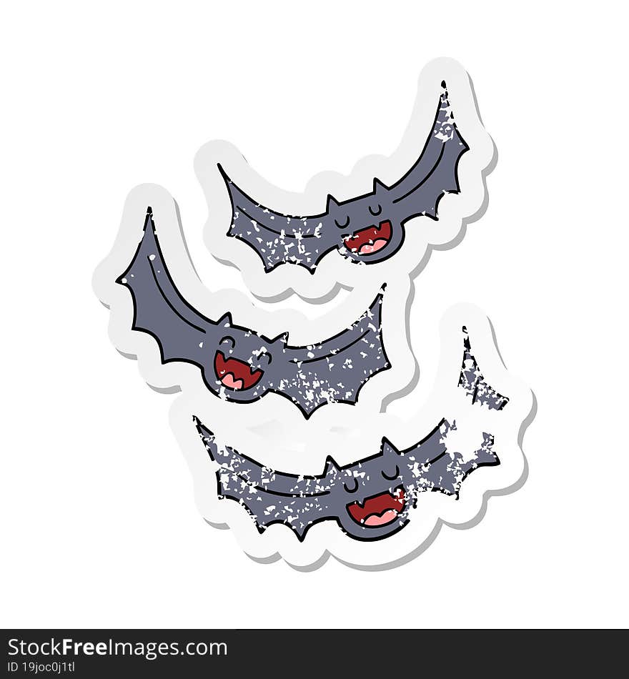 distressed sticker of a cartoon vampire bats