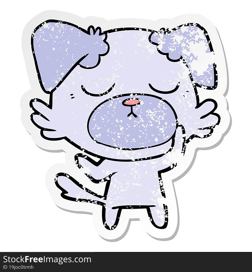 distressed sticker of a cute cartoon dog