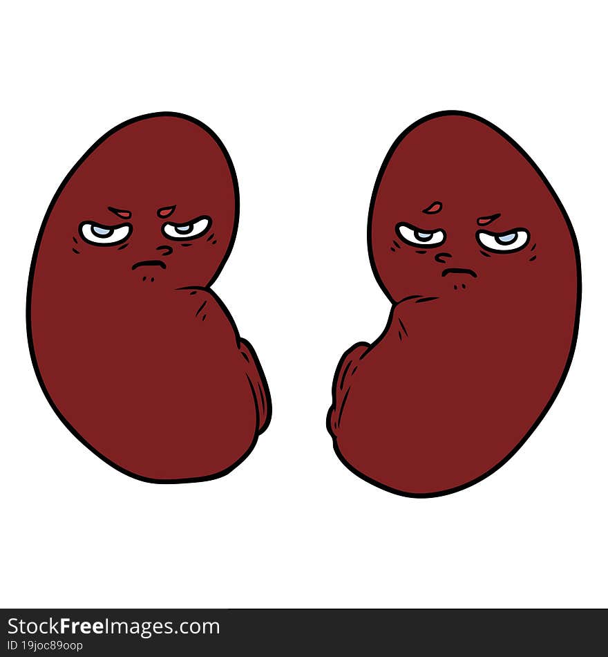 cartoon irritated kidneys. cartoon irritated kidneys