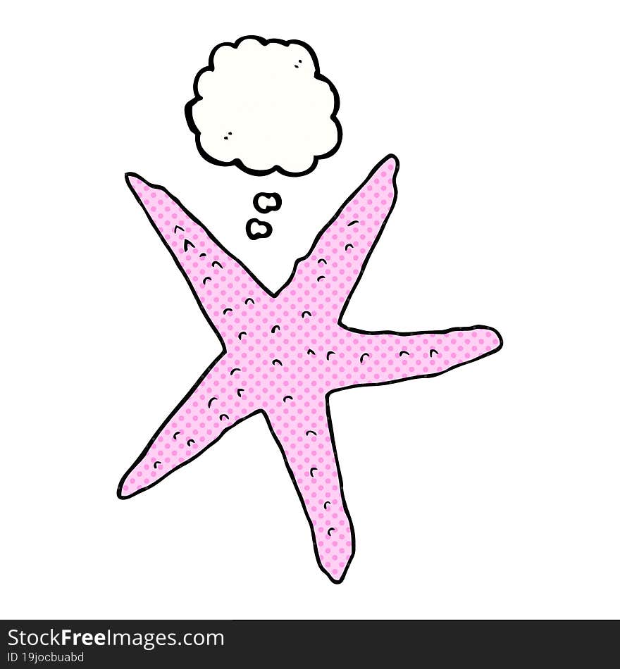 freehand drawn thought bubble cartoon starfish