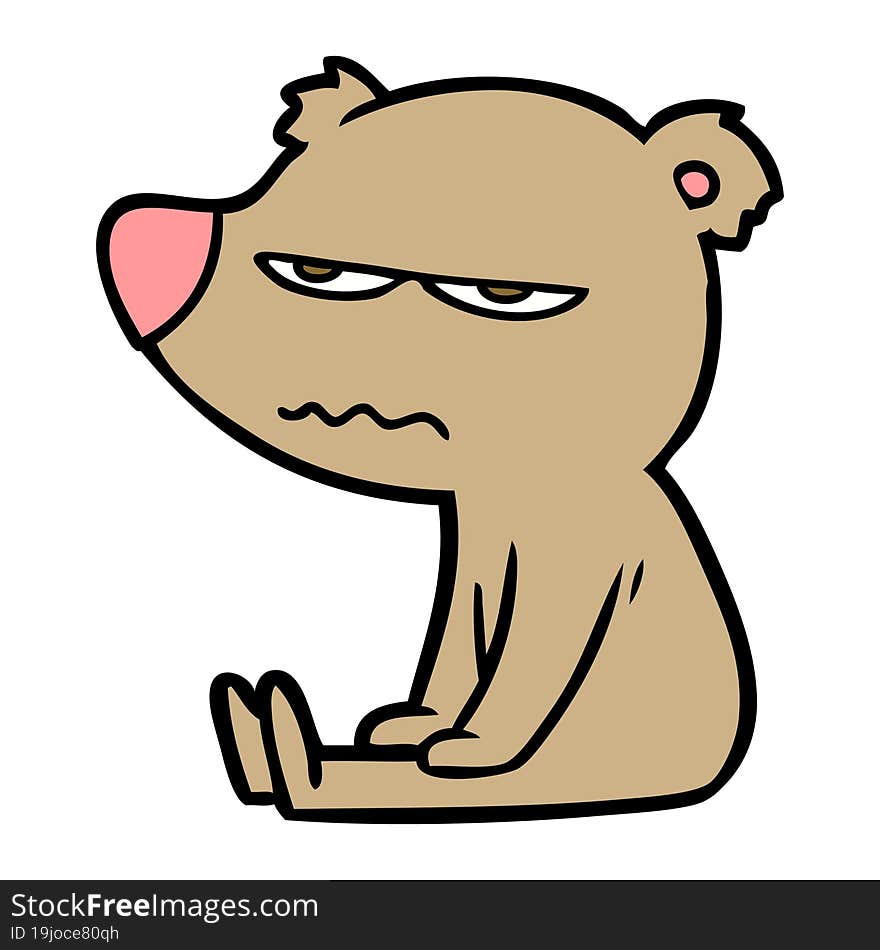 angry bear cartoon sitting. angry bear cartoon sitting