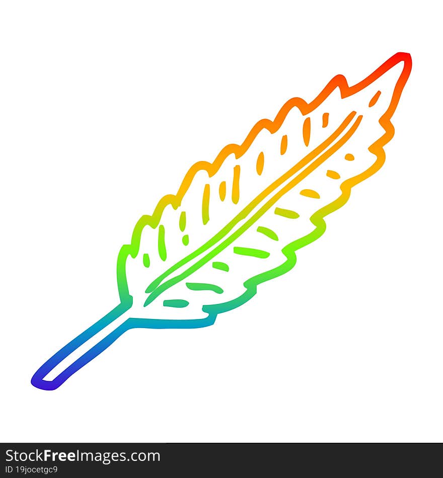 rainbow gradient line drawing cartoon white feather