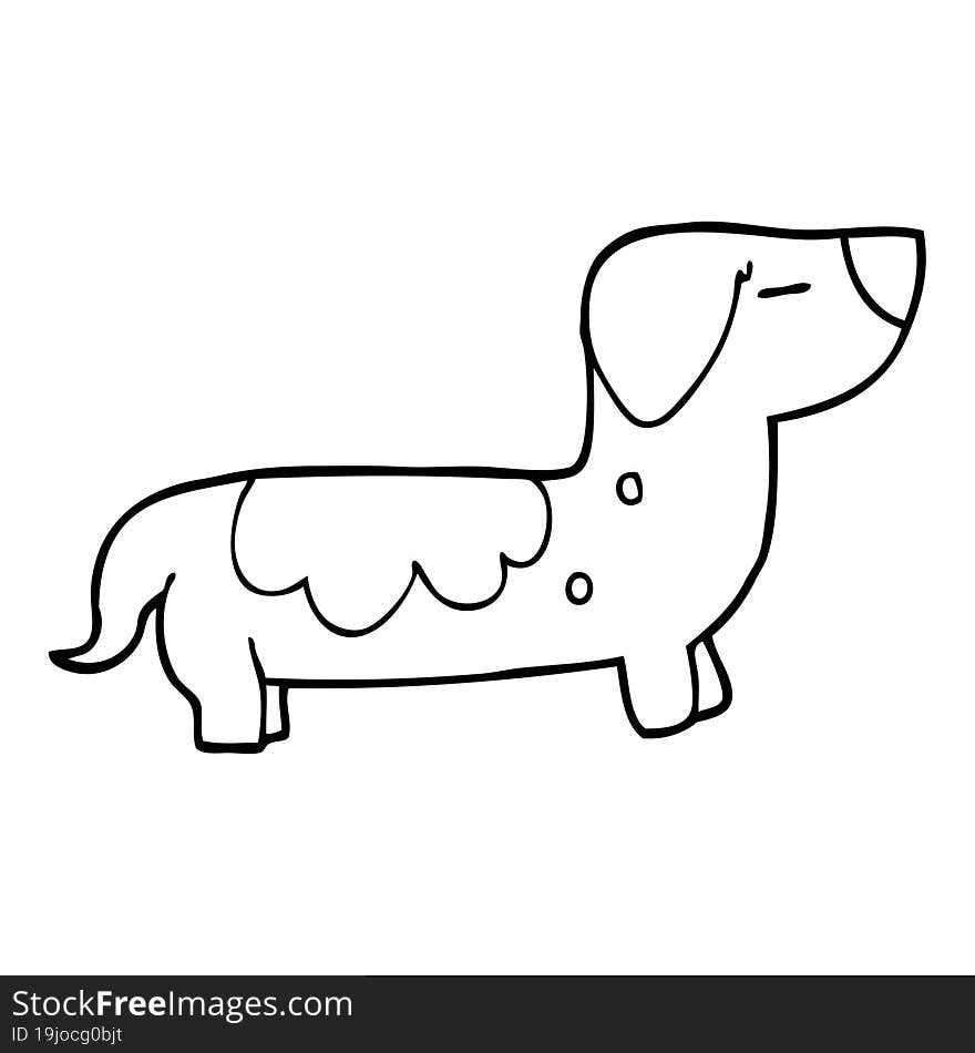 Line Drawing Cartoon Sausage Dog