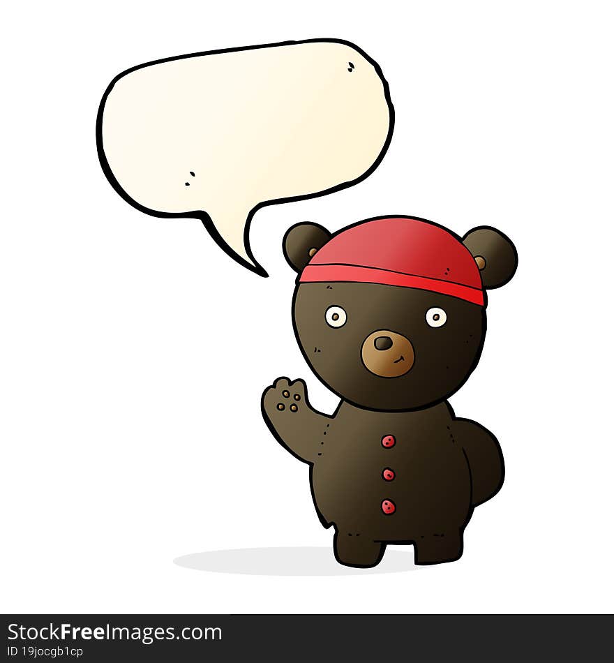 Cartoon Black Bear Cub With Speech Bubble