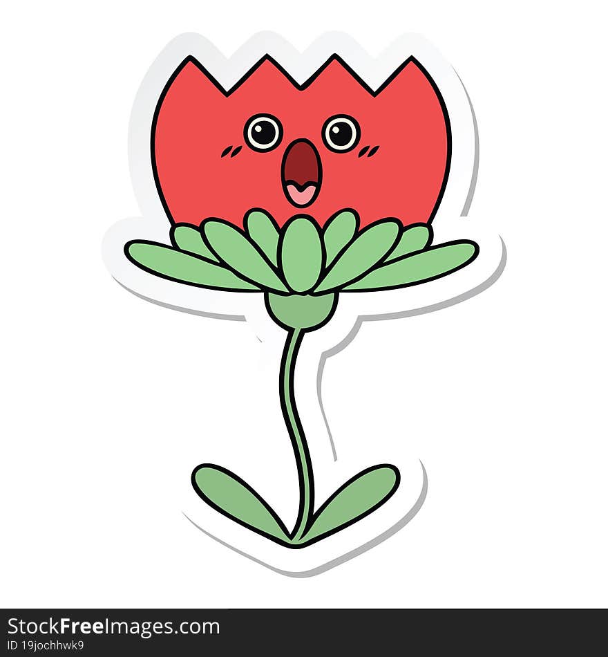 sticker of a cute cartoon flower