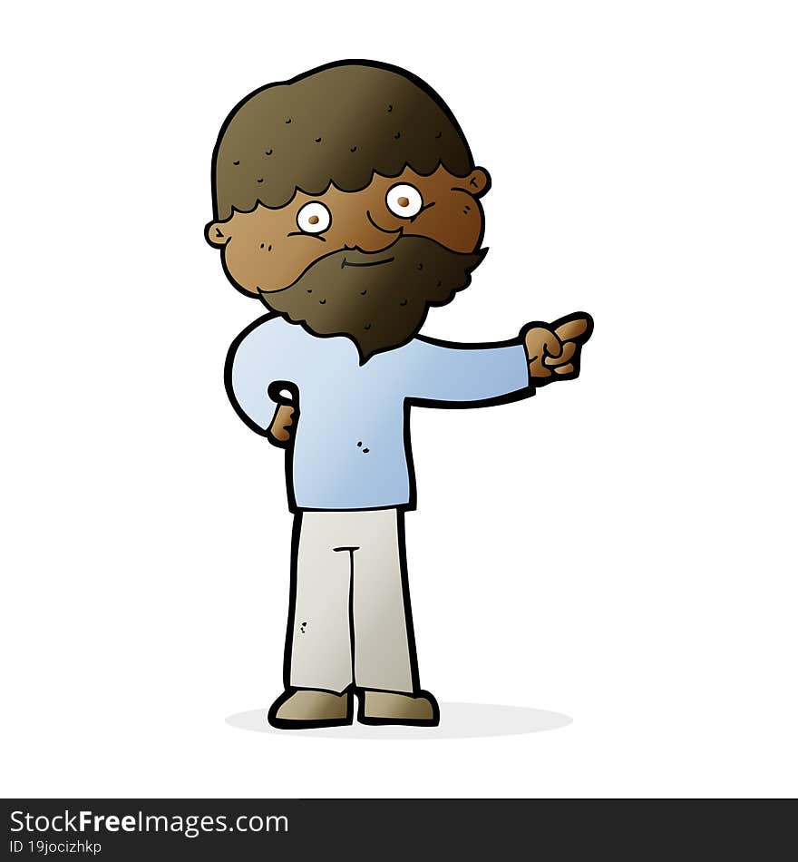 cartoon bearded man pointing