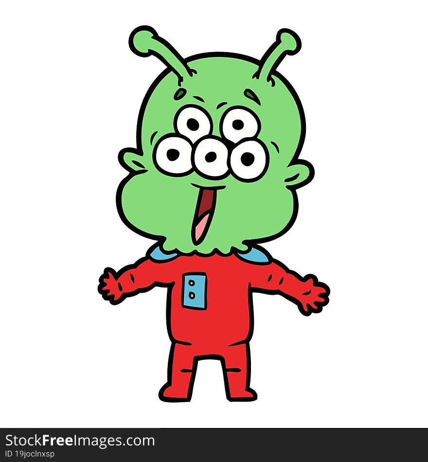 happy cartoon alien. happy cartoon alien