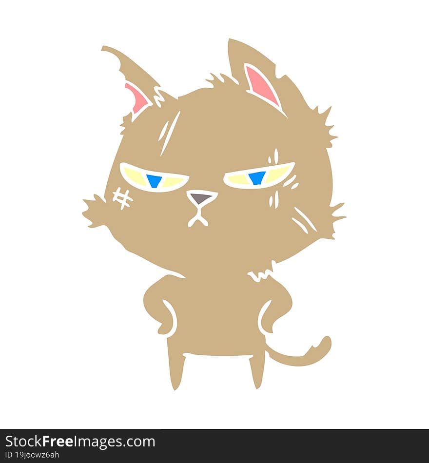 Tough Flat Color Style Cartoon Cat