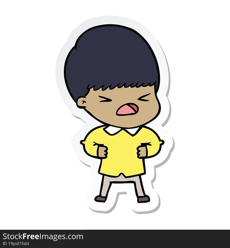 sticker of a cartoon stressed man