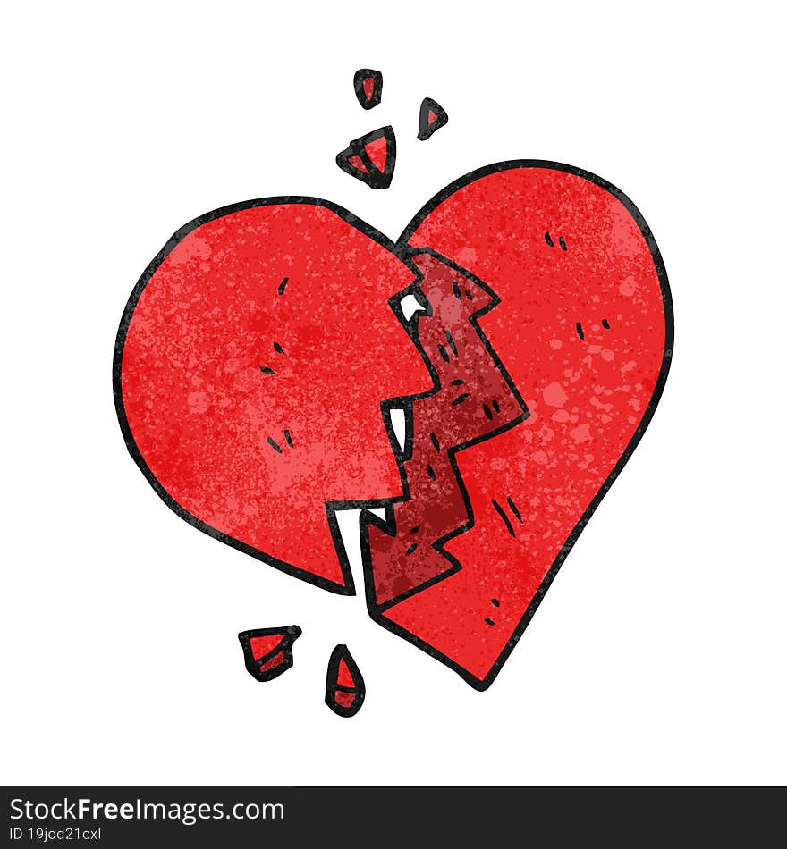 Textured Cartoon Broken Heart