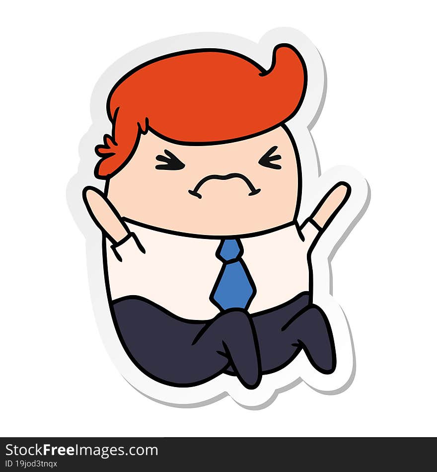 sticker cartoon of an angry kawaii business man