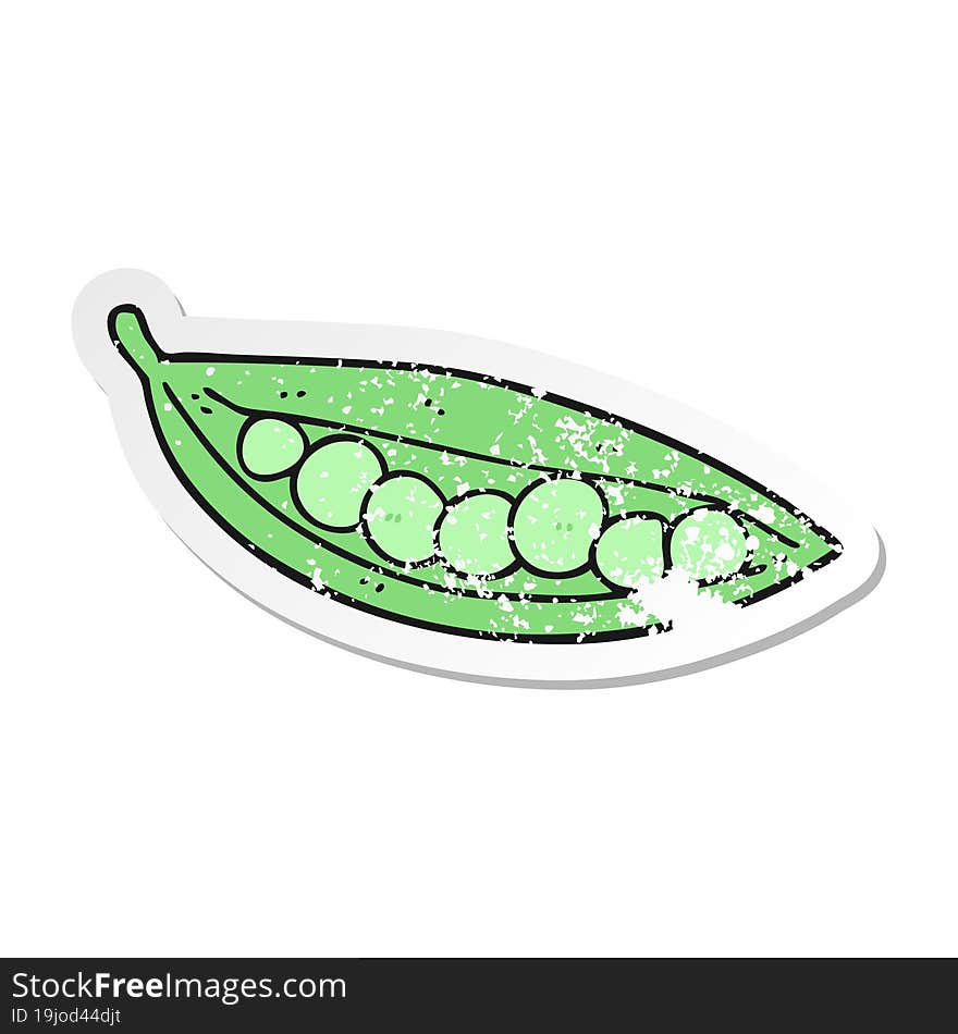 distressed sticker of a cartoon peas in pod