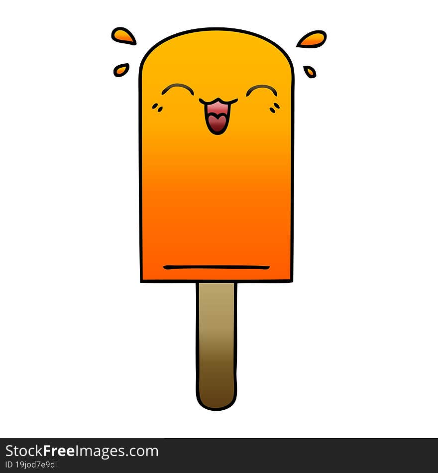 gradient shaded quirky cartoon orange ice lolly. gradient shaded quirky cartoon orange ice lolly