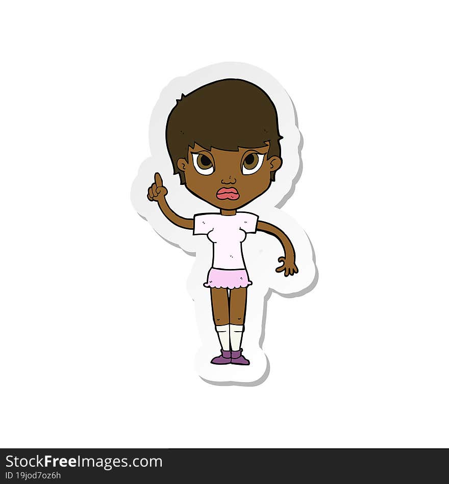 Sticker Of A Cartoon Girl With Idea