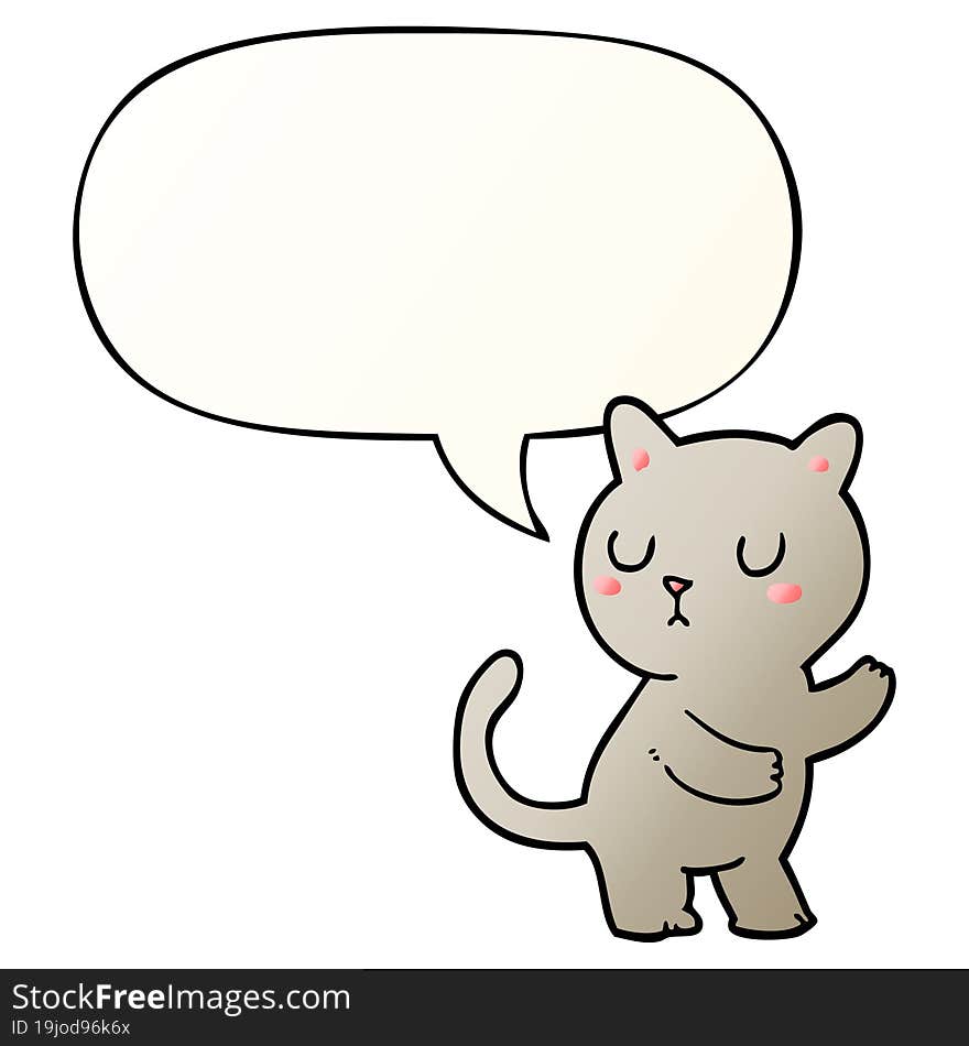 cartoon cat with speech bubble in smooth gradient style