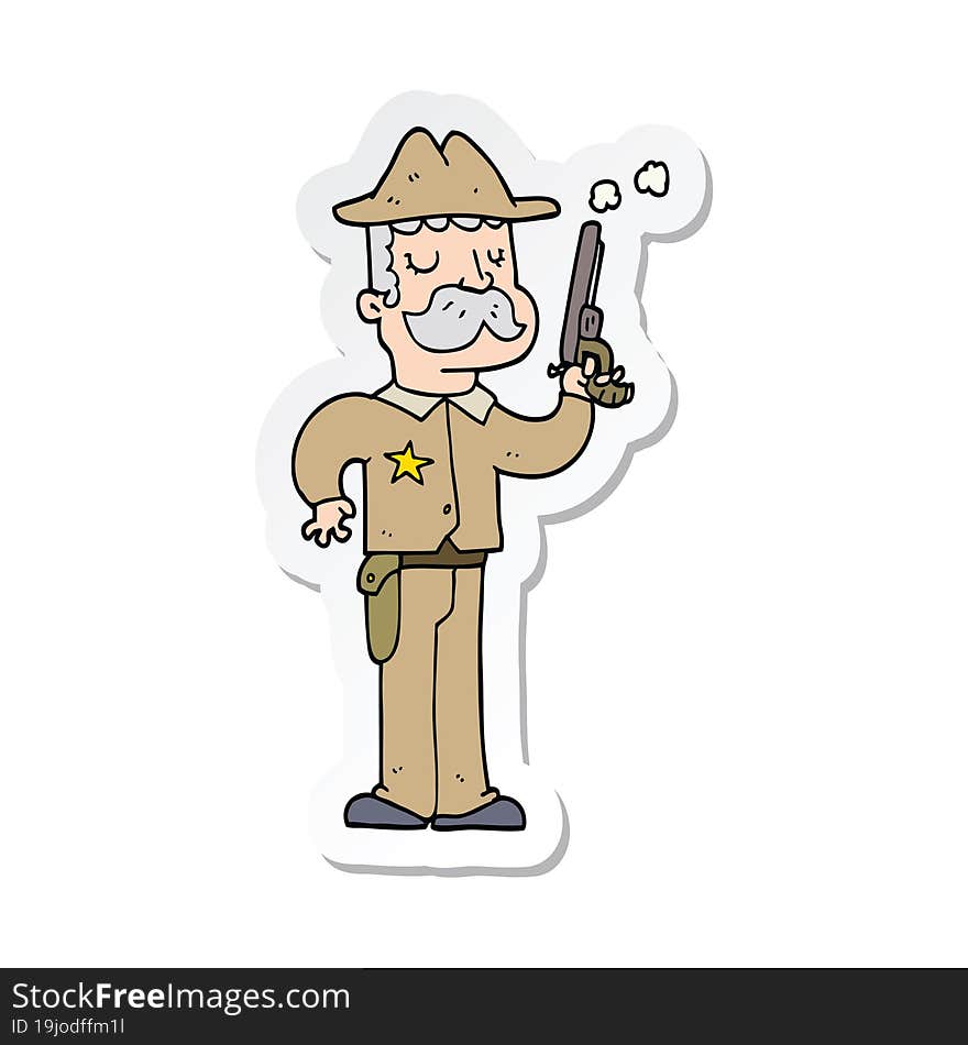 sticker of a cartoon sheriff