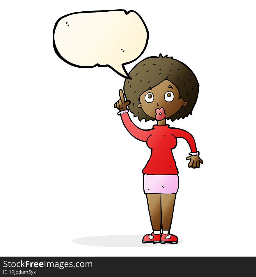 cartoon woman with idea with speech bubble