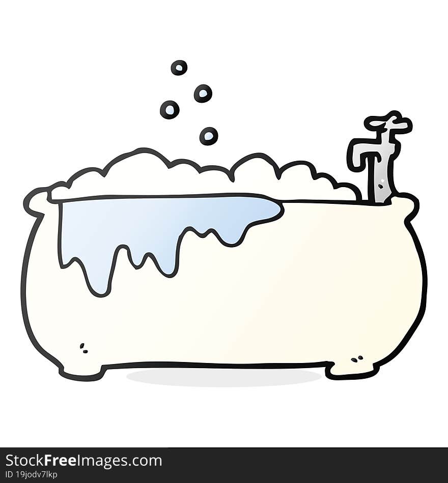 freehand drawn cartoon bath