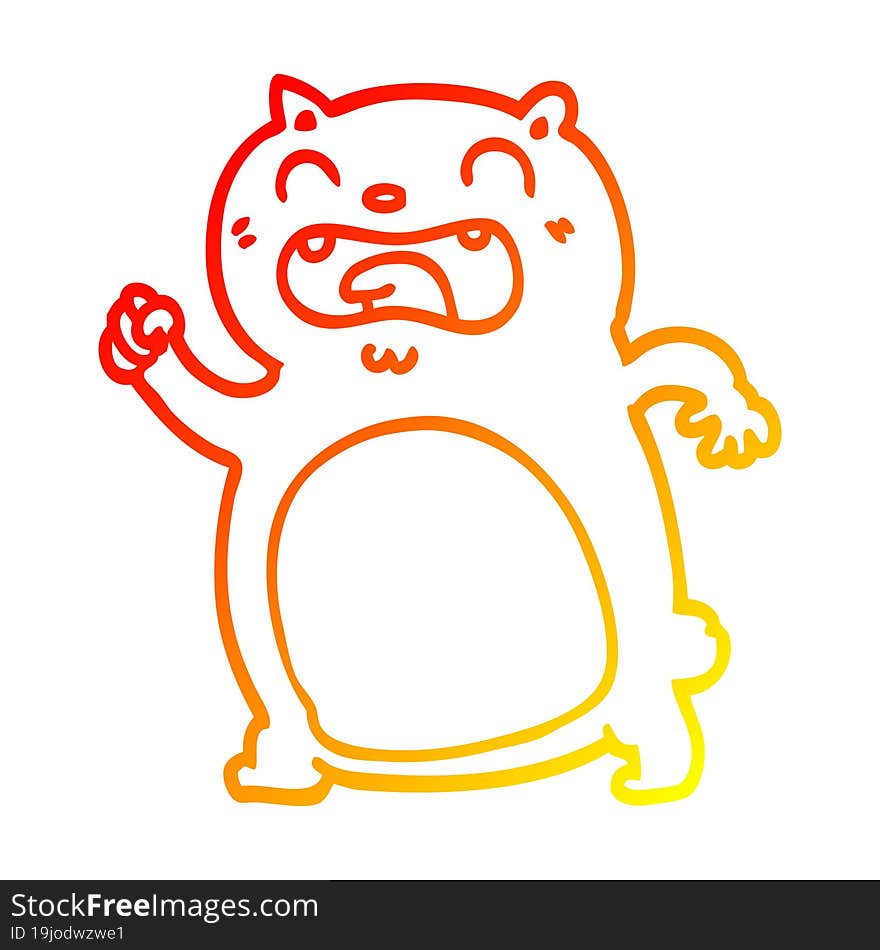 warm gradient line drawing of a cartoon cat